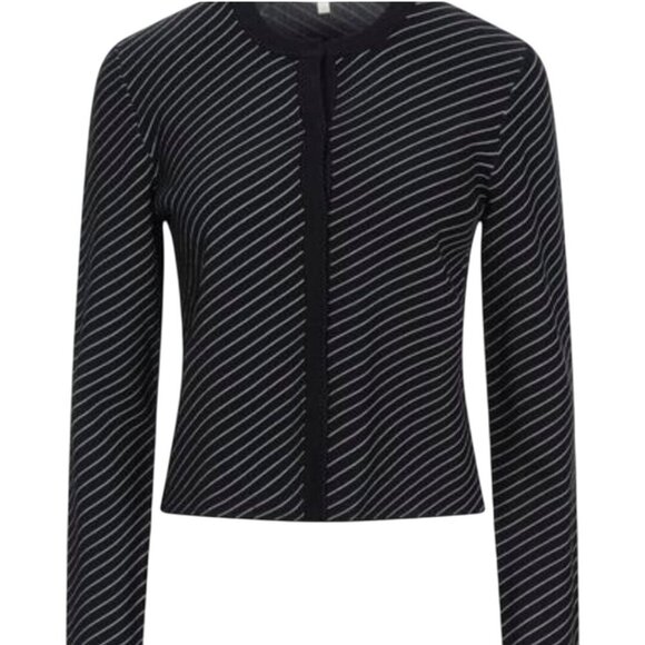Maje Malicia Rayures Striped Long Sleeve Cardigan Black White Snap Size 2 - Picture 4 of 9